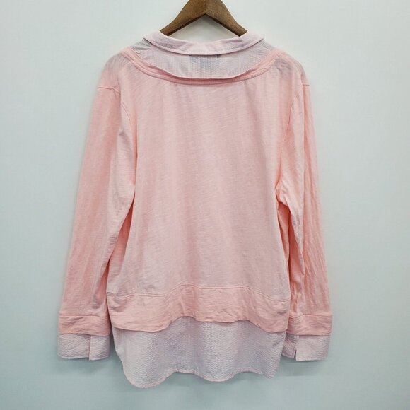 Tommy Hilfiger Womens Pink Layered Long Sleeve Button Shirt Top Blouse Size 2XL - Picture 4 of 15